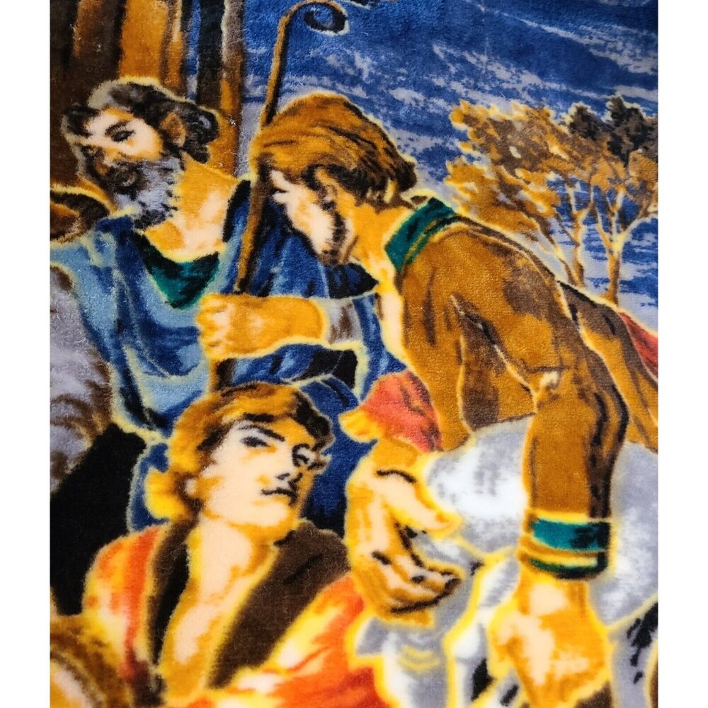 Nativity Scene Christmas Fleece Throw Jesus Mary Joseph Angel Manger Blanket - Picture 10 of 13